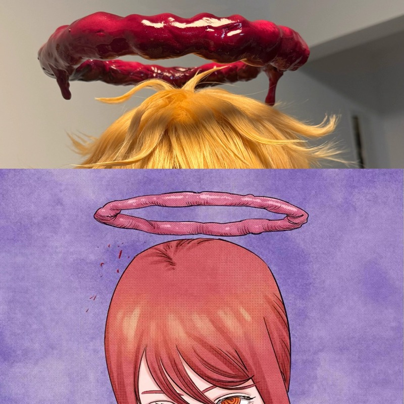 Women'S Red Accessories - アニメマキマコスプレチェーンソーcos赤い大腸帽子恐ろしいロールプレイ小道具アクセサリーかつら付き女性ハロウィン