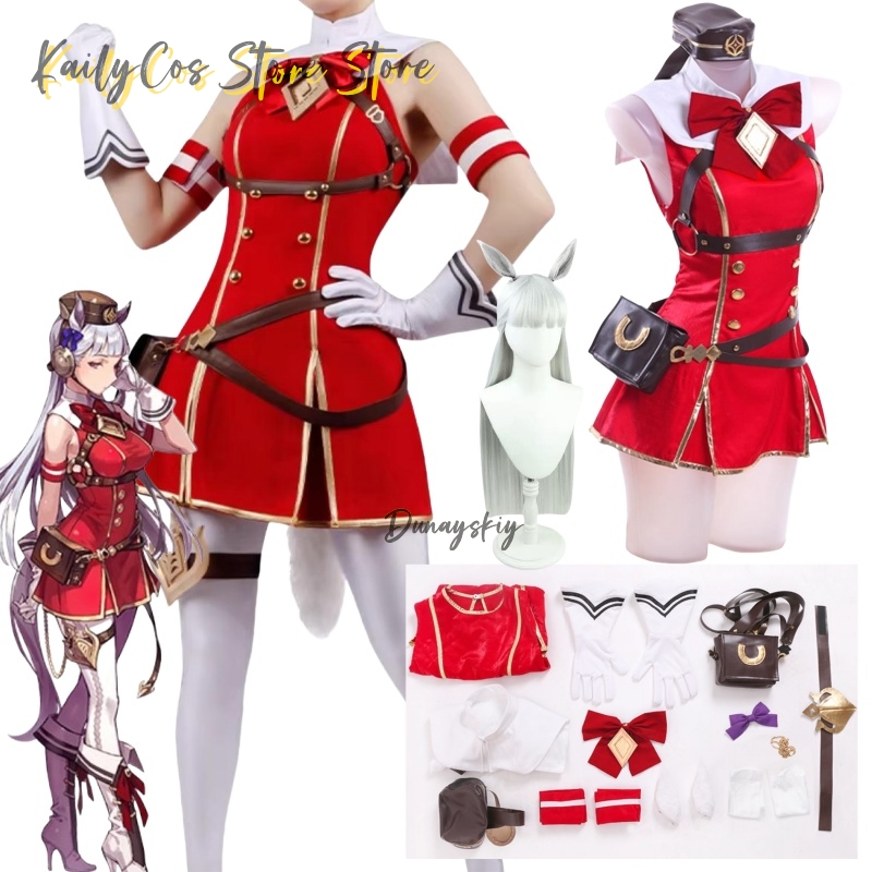 Women'S Red Accessories - ゴールドシップコスプレ衣装ウィッグ帽子耳尾赤い衣装アカデミー制服セクシーな衣装女性のためのハロウィンクリスマス衣装