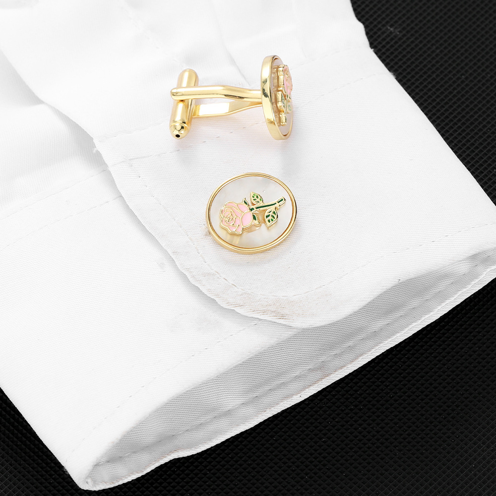 Women'S Essential Accessories - ペアユーロアメリカントレンディな新しいローズカフスボタンクリエイティブシャツフォーマルスーツカフスボタンスタイリッシュな男性のための必須アクセサリー