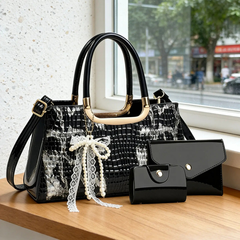 Women Accessories Bag - レディースハンドバッグセット、クロコダイル柄イブニングクラッチ、パーティー用クロスボディショルダーバッグ、高級レディースアクセサリー、完璧なギフト