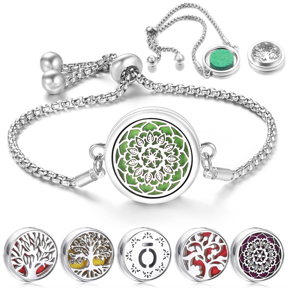 トレンディな花ステンレス鋼パターンアロマセラピーブレスレット - Women'S Essential Accessories のレビューと価格