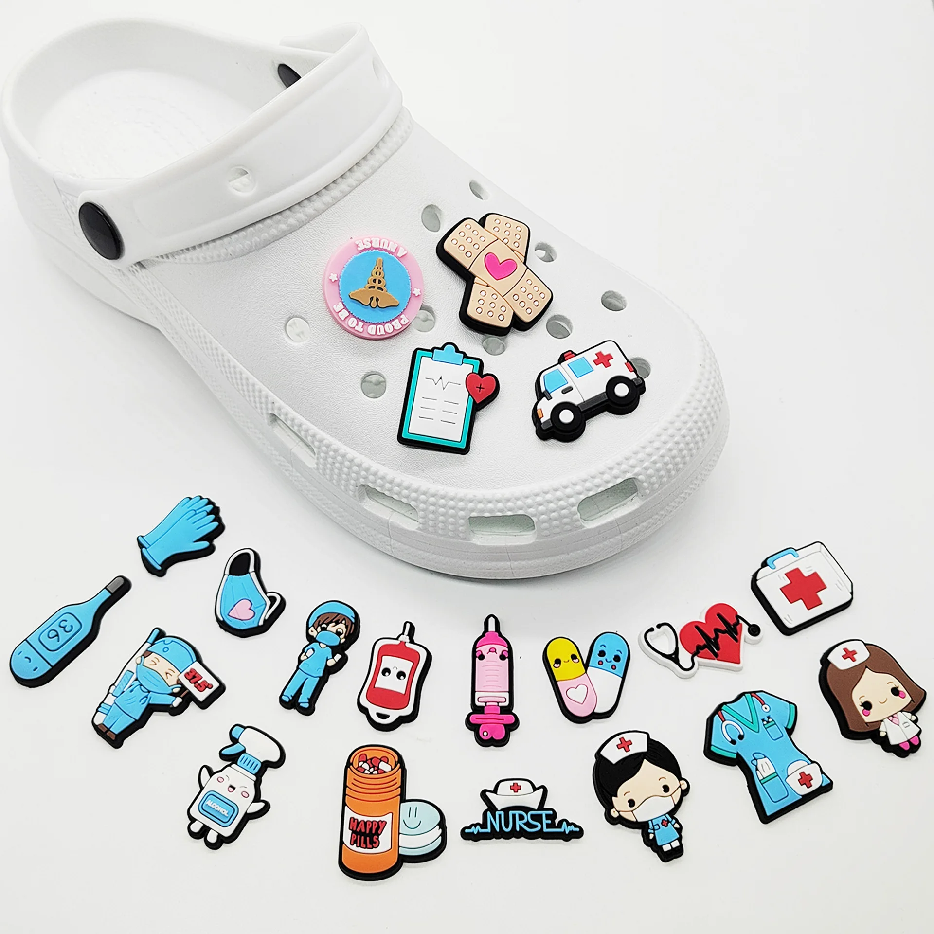 男性と女性のためのPVC靴チャーム,医療,病院,バッジ,衣類 - Women'S Accessories For Crocs のレビューと価格