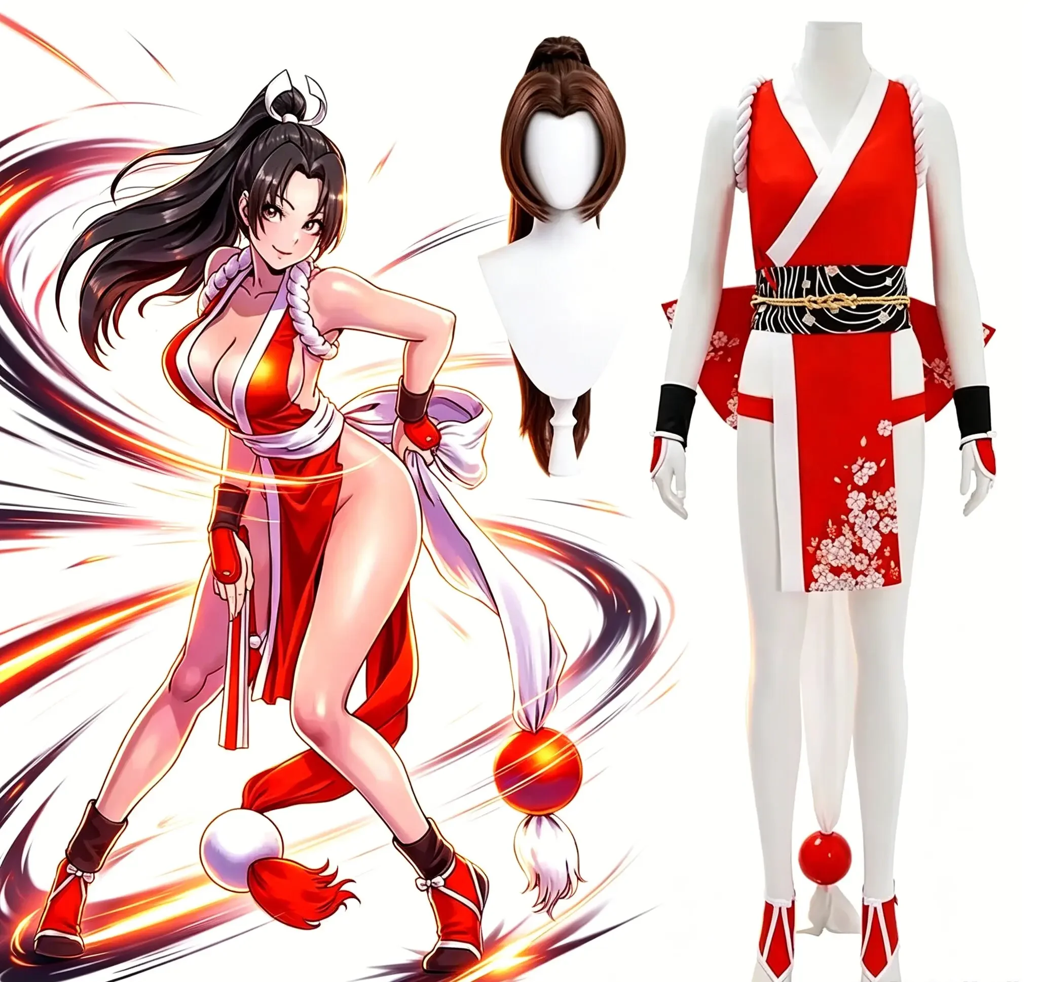 2026年新作女性用忍者テーマコスプレ衣装、赤い着物セット、 - Women'S Red Accessories のレビューと価格