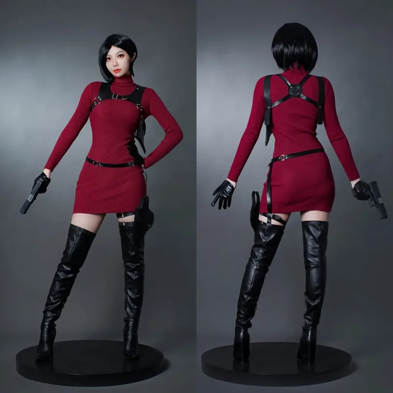 レッドエイダウォンコスチュームゲームコスプレニットトップアク - Women'S Red Accessories のレビューと価格