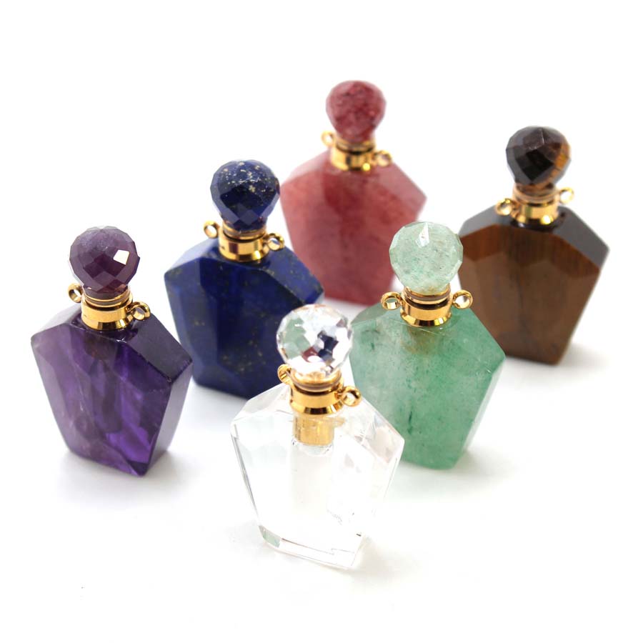 天然水晶石香水瓶ペンダントディフューザーネックレスユニセック - Women'S Essential Accessories のレビューと価格