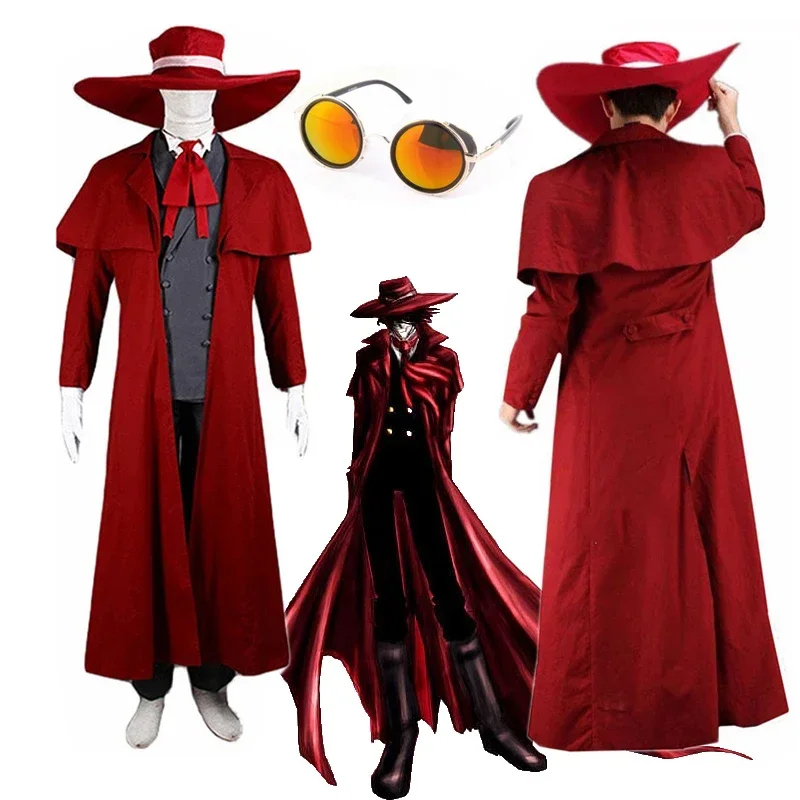 アニメヘルシングアーカードコスプレ衣装赤いロングコート帽子手 - Women'S Red Accessories のレビューと価格