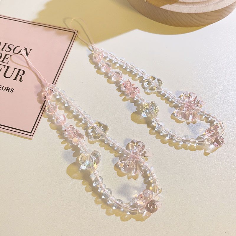 携帯電話ストラップキーホルダー女性女の子韓国ピンククマ蝶花電 - Women Accessories Bag のレビューと価格