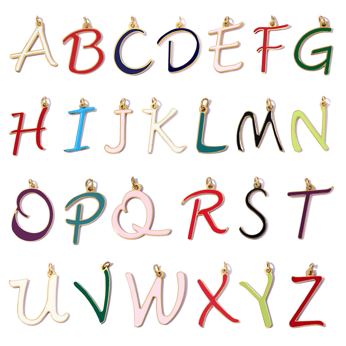 3 ピース/ロットステンレス鋼エナメル A-Z 英語アルファ - Women Accessories Name In English のレビューと価格