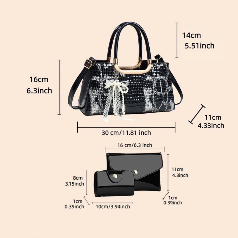 レディースハンドバッグセット、クロコダイル柄イブニングクラッ - Women Accessories Bag のレビューと価格