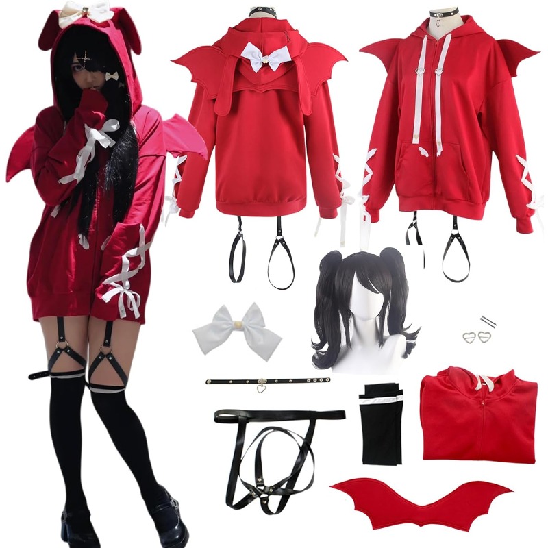 ゲームレインアメコスチュームアンカーガールズコスプレレッドフ - Women'S Red Accessories のレビューと価格